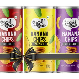Banana Chips | Ripe & Sweet | Peri Peri | Salted | Snacks Combo 450g