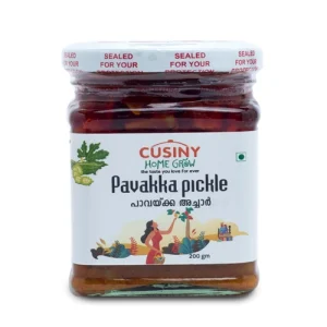 Bitter Gourd Pickle (Karela Achar) in a jar – tangy, spiced Indian condiment